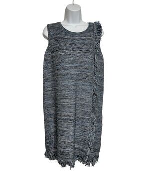 Holding Horses Anthropologie Sleeveless Fringe-Trim Knit Shift Dress Size Medium